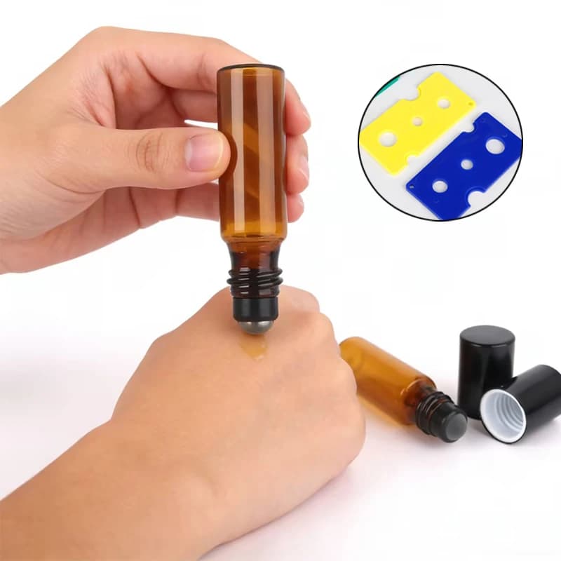 Flaconi Roll-On Vuoti in Vetro Ambrato da 1-10ml per Profumi, Oli Essenziali, Liquidi - Contenitori Portatili Ricaricabili da Viaggio
