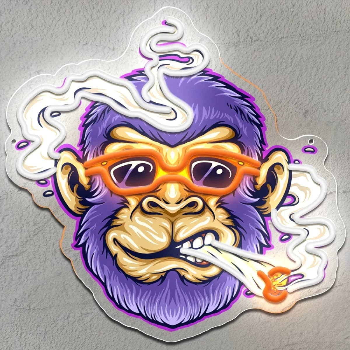 Funky Purple Monkey Neon Sign con occhiali da sole e effetto fumo Cool LED Wall Art per Bar Sala giochi Decorazioni per la casa Regalo unico