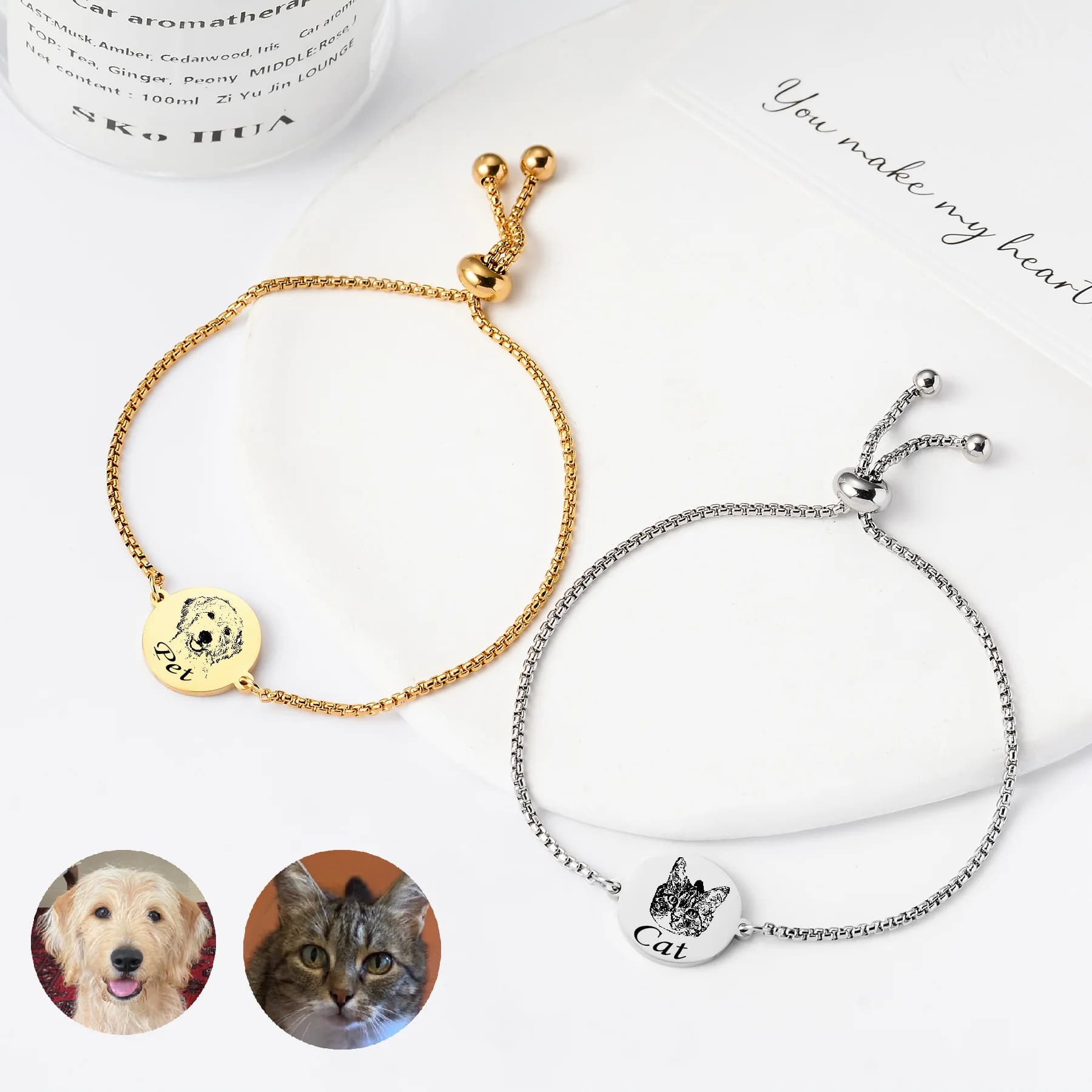 2025 New Custom Image Personality Stainless Steel Bracelet Unisex Bracelet with Laser Engraved Pet Portrait Adjustable Jewelry Gift