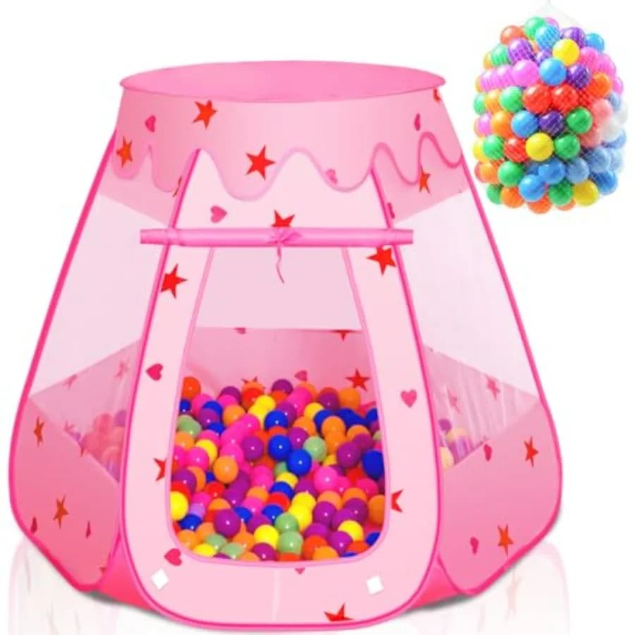 Piscina di palline per bambini con 150 palline, tenda da gioco pop-up per bambine, giocattoli da principessa per interni ed esterni con borsa per il trasporto.