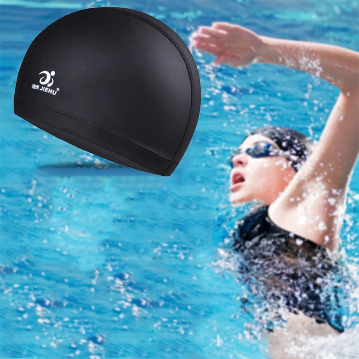 1 pezzo di cappuccio da nuoto impermeabile, traspirante e confortevole con rivestimento in PU, attrezzatura da nuoto per uomini e donne, sport acquatici per adulti