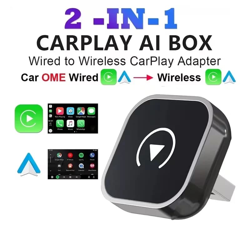 2-in-1 Wireless Adapter for CarPlay and Android Auto, AI Plug and Play Smart Box for Auto, Universal Connection without Interruptions