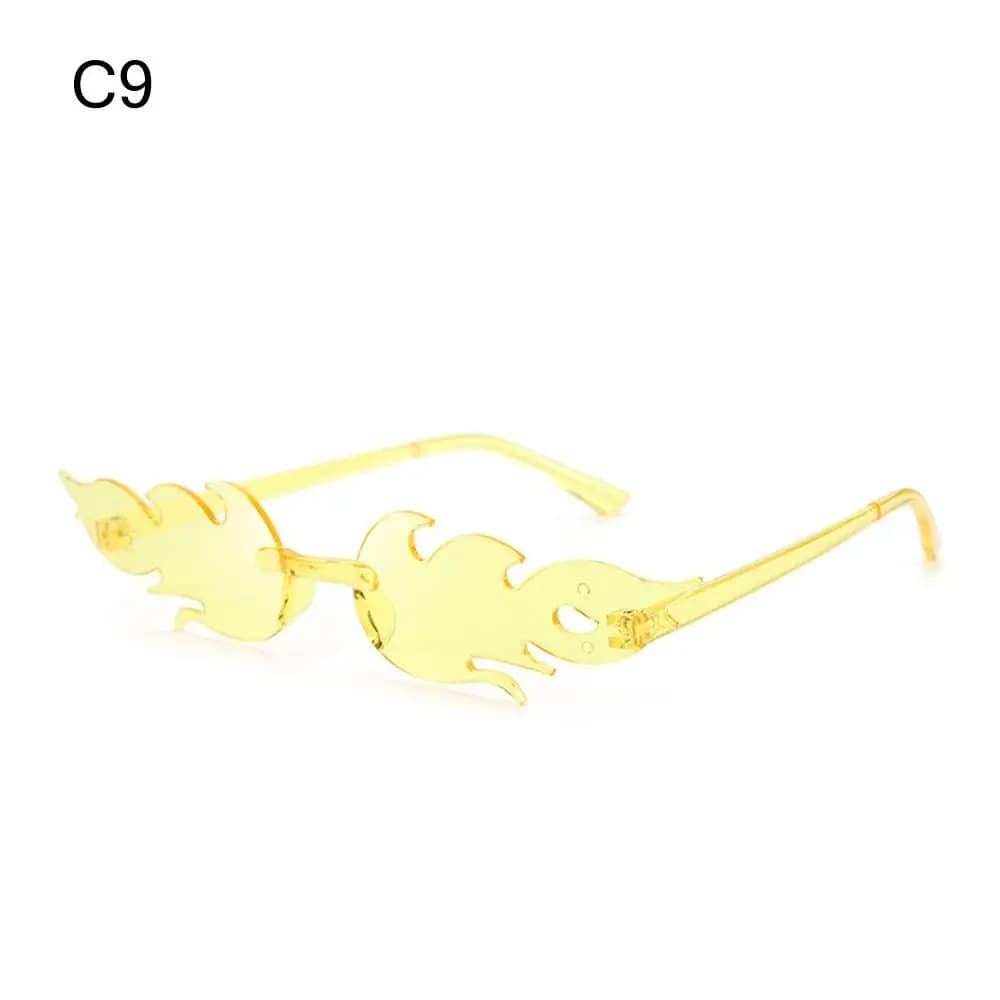 Trendy Rimless Party Cosplay Flame Sunglasses Sun Glasses Flame Shaped Sunglasses for Women