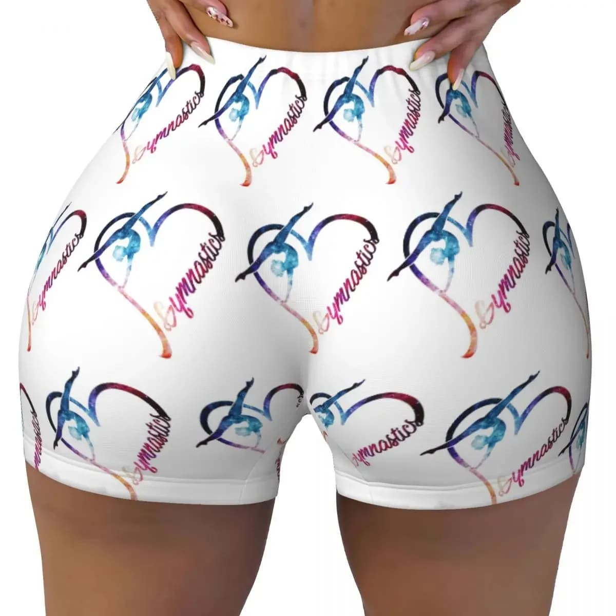Custom Galaxy Gymnastics Heart Yoga Shorts Women Gym Workout Running Athletic Volleyball Biker Shorts