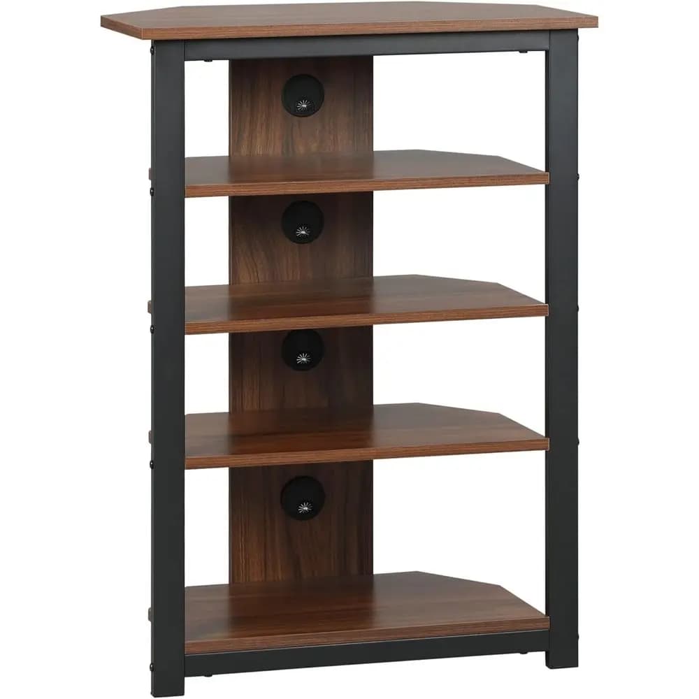 Supporto multimediale audio/video a 4 livelli con gestione dei cavi per lettori DVD, console di gioco, TV box e router, marrone