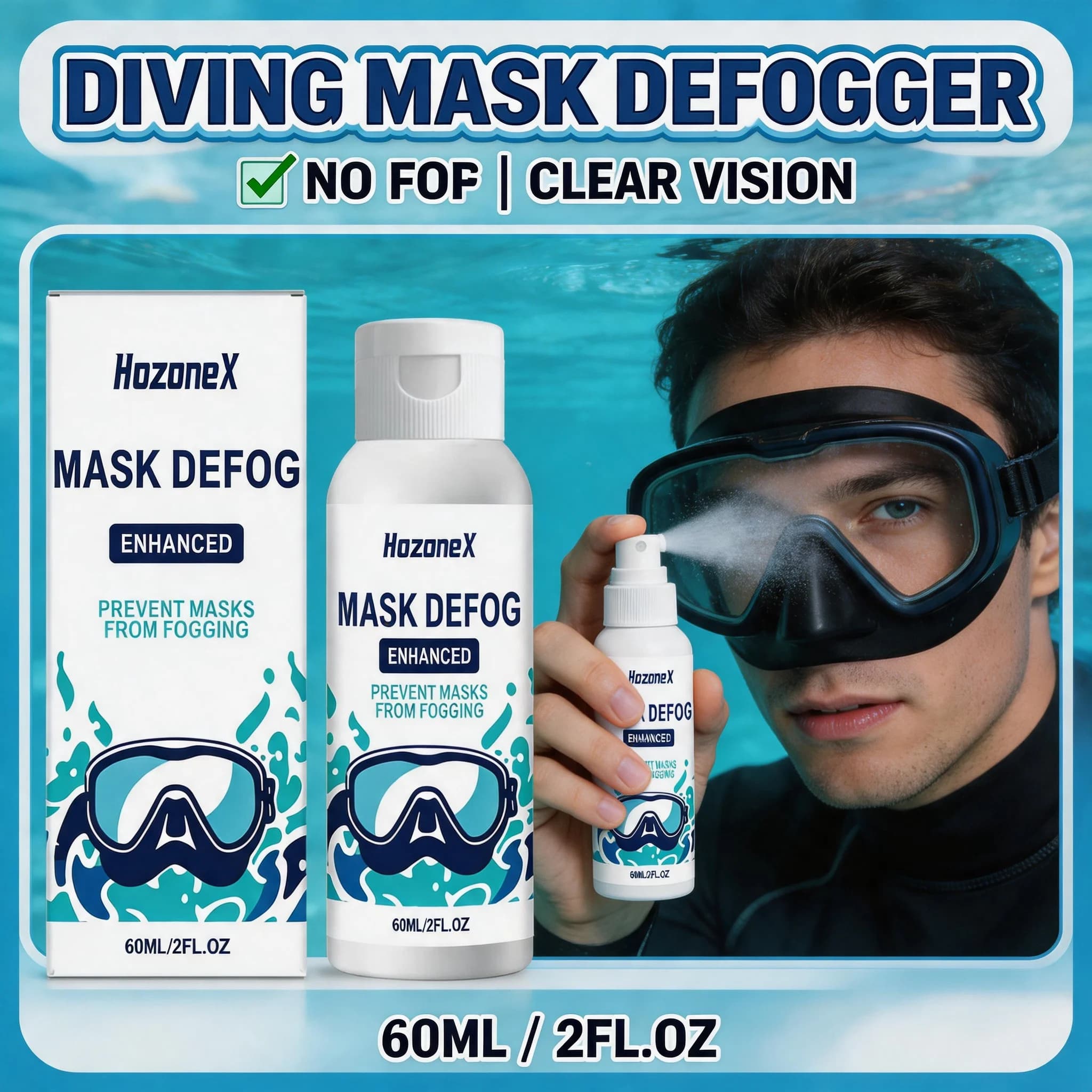 Agente Antiappannamento per Occhialini da Immersione, Defogger Portatile a Lunga Durata per Visione Chiara, per Nuoto, Sci e Sport all'Aperto