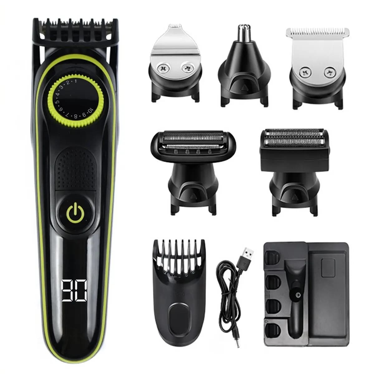 【TODAY-BUY】~@ Tagliacapelli professionale 5 in 1 per uomo, tagliacapelli elettrico senza fili, macchina per tagliare barba e capelli