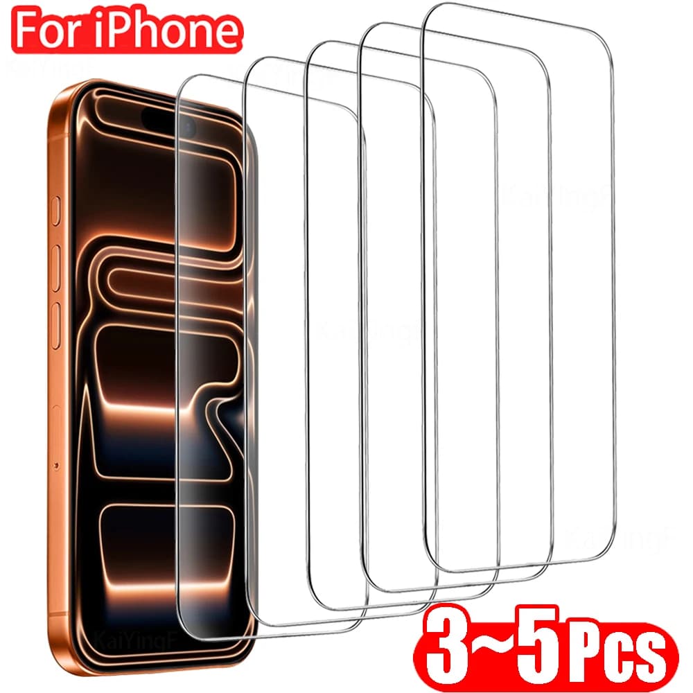 3-5Pcs Tempered Glass For iPhone 17 16 15 14 13 12 11 Pro Max Plus XR Oleophobic Coating Screen Protector Protective Glass Film