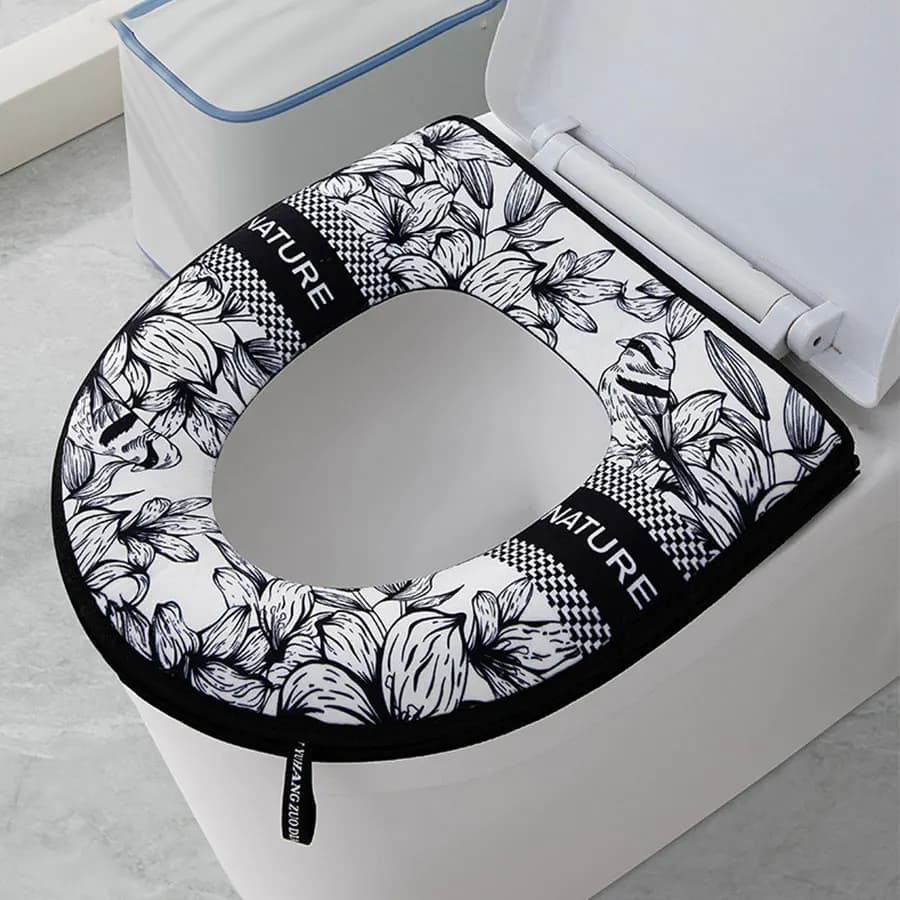1 piece thickened toilet seat, zippered toilet cover, universal waterproof toilet cover for cartoons, simple universal waterproof toilet seat cushion, WC heating cushion