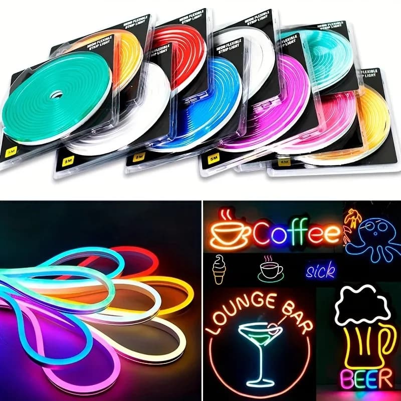 Pop 5m LED Neon Sign Strip Lights 12V Flessibile Ribbion Corda Impermeabile Lampada Al Neon In Silicone Esterno FAI DA TE Diodo Nastro Casa Giardino dicembre