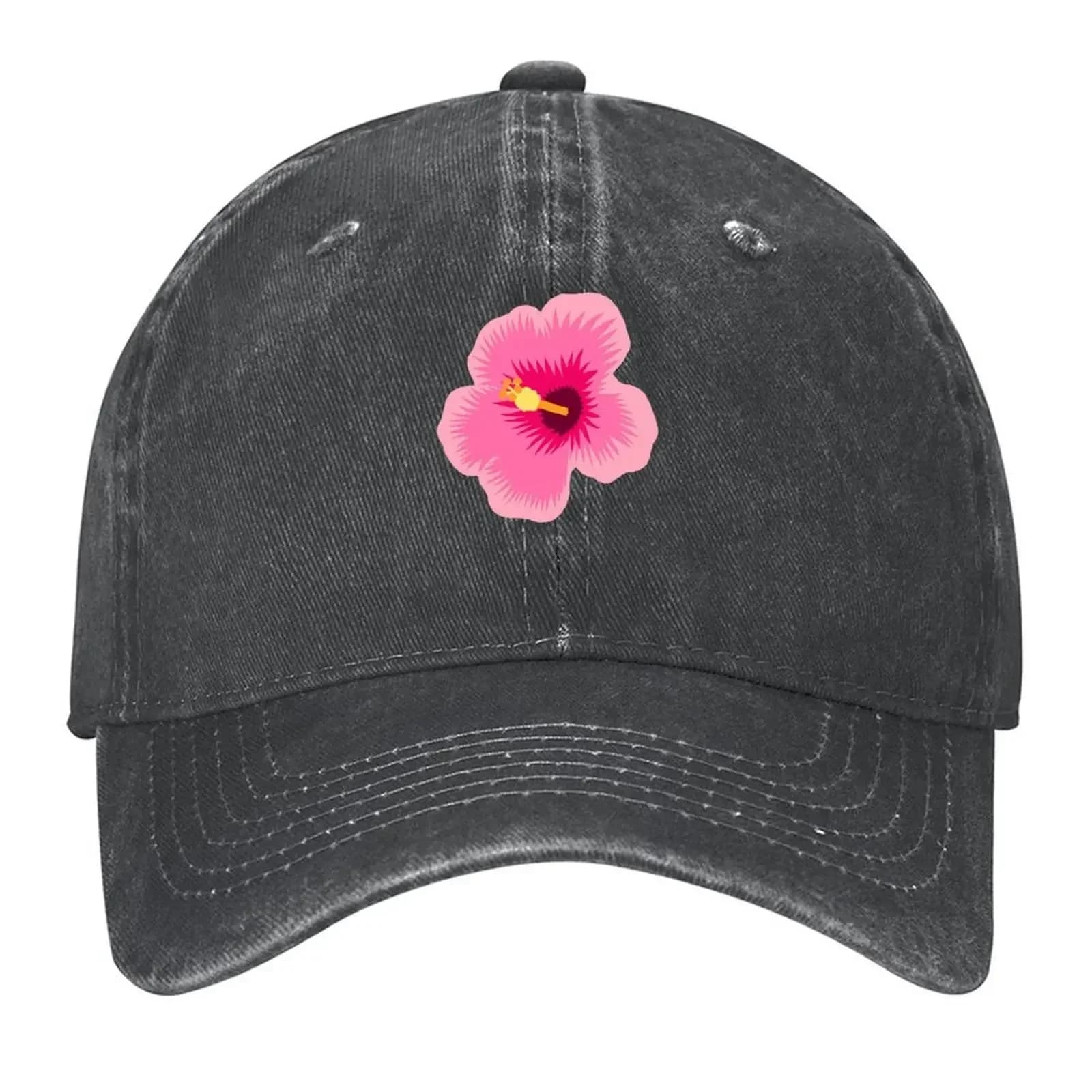 New Hot Pink Hibiscus Flower Pattern Baseball Cap Summer Hat Designer Hat Wild Ball Hat Kids Golf Women Men's