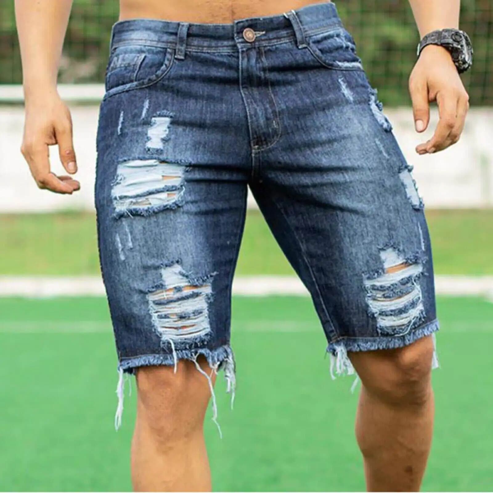 Fashionable Slim Fit Men's Jeans Shorts Cross-Border Style Autumn Season Short Length from China No Brand Seven-Quarter Sleeve
