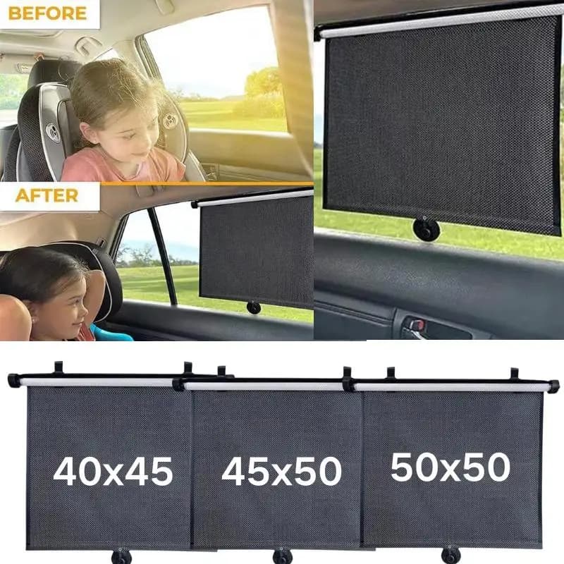 1/2pcs Car Sun Visor Universal Retractable Sunshade Curtain 40/45/50cm Car Sun Side With Suction Cup Heat-insulating Anti-UV