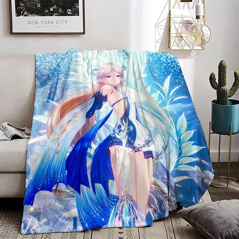 Wuthering Waves Cartethyia Anime Game Throw Lightweight 240g Flannel Blanket Soft Skin-friendly for Summer Cooling