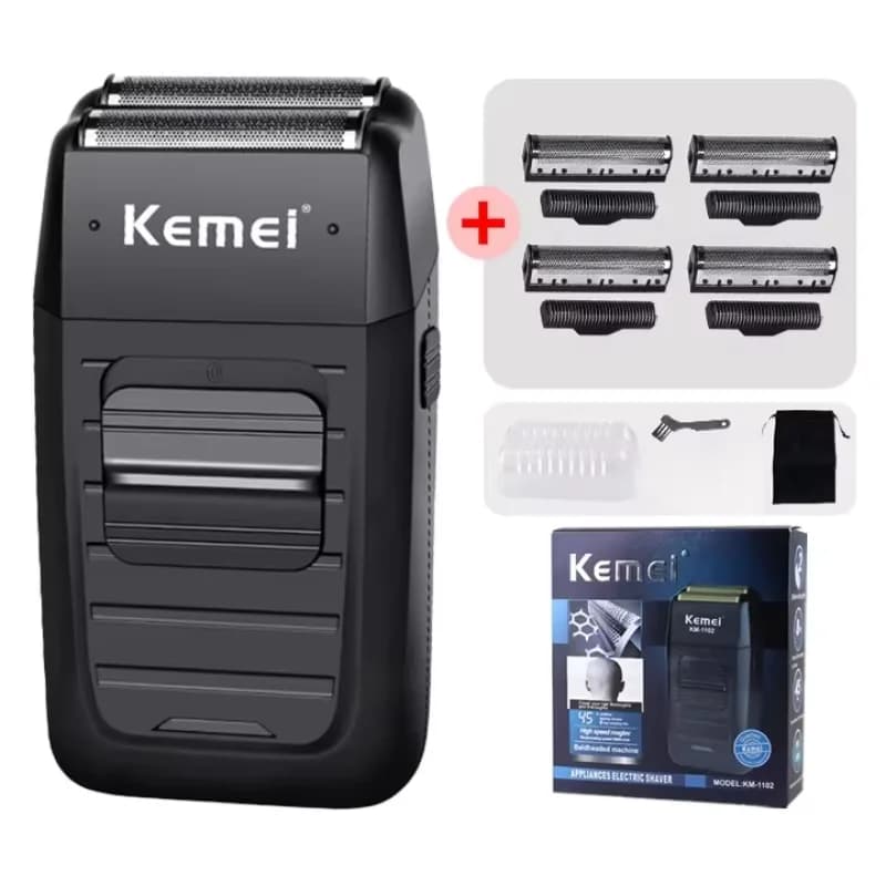 Kemei Rechargeable Cordless Shaver for Men Twin Blade Reciprocating Beard Razor Face Care Multifunction Strong Trimmer KM-1102