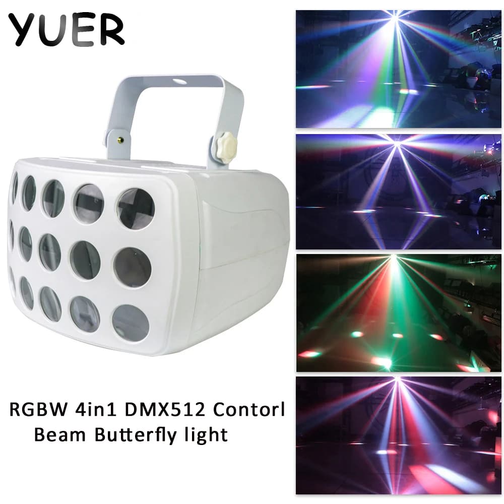 RGBW DMX512 controllo LED Beam Butterfly Stage Light effetto stroboscopico discoteca DJ Disco Bar KTV Lighting Par lampada per la decorazione di nozze