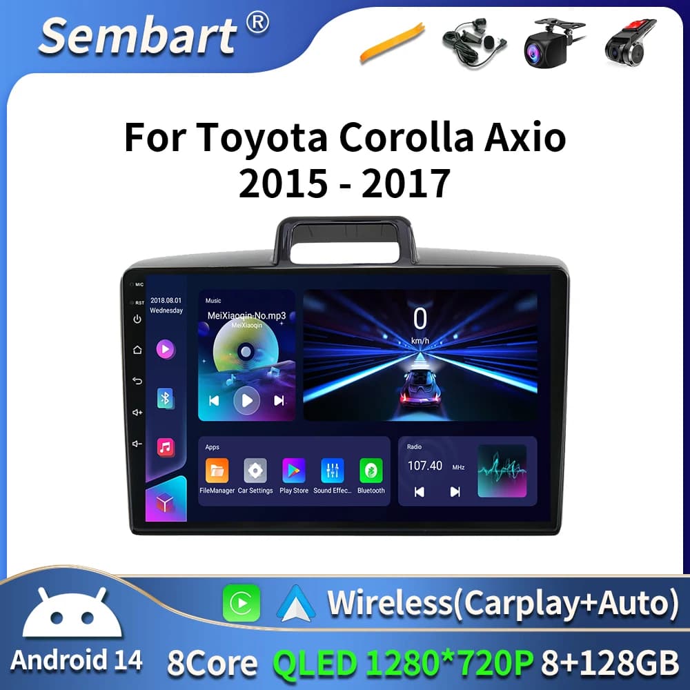 QLED 4G Autoradio For Toyota Corolla Axio Fielder 2015 2016 2017 Multimedia System GPS Navigation Android CarPlay 2Din DVD BT