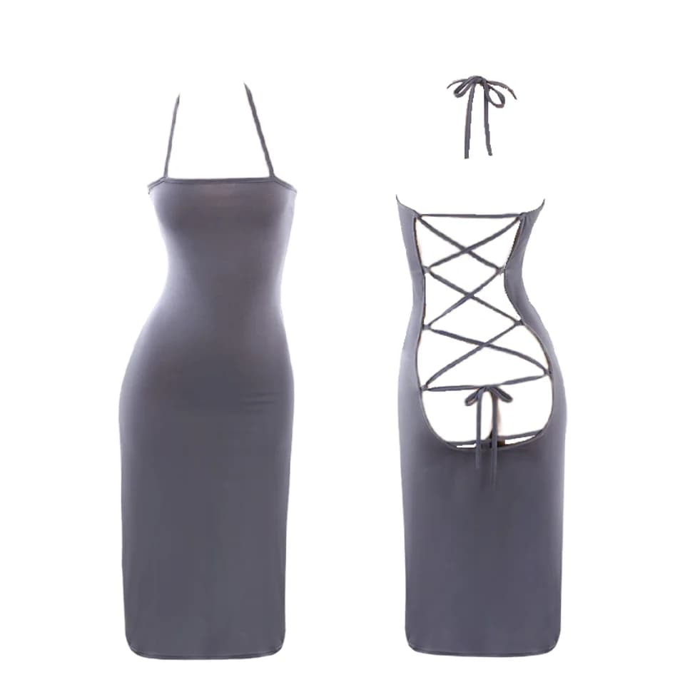 Elegant Sexy Dress Hanging Neck Backless Strap Suspender Buttocks Wrapped Long Skirt Woman Clothes Evening Dresses
