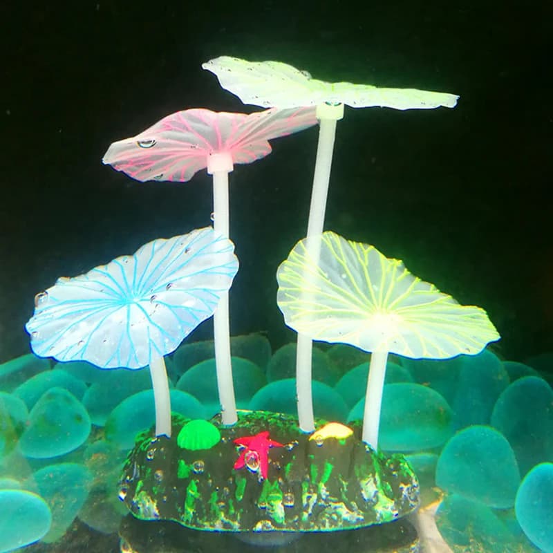 Artificial Plants Aquarium Decoration Water Grass Lotus Mushrooms Ornaments Fluorescent Landscape Home Decoration