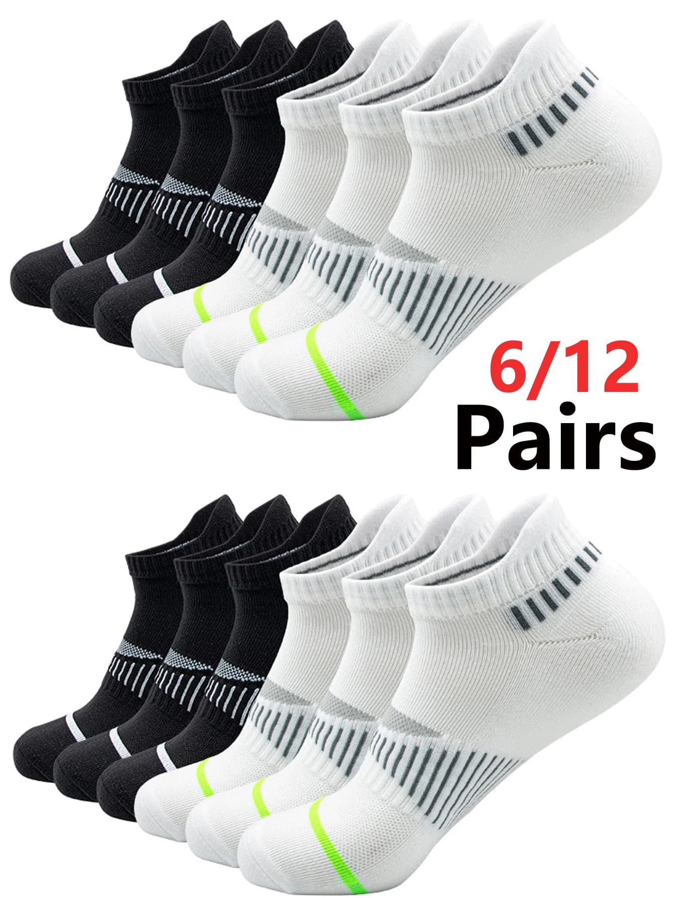 12 Pairs Crew Socks For Men Classic Style Grip Bottom Ventilated Material Great For Ball Games Running And Outdoor Movements