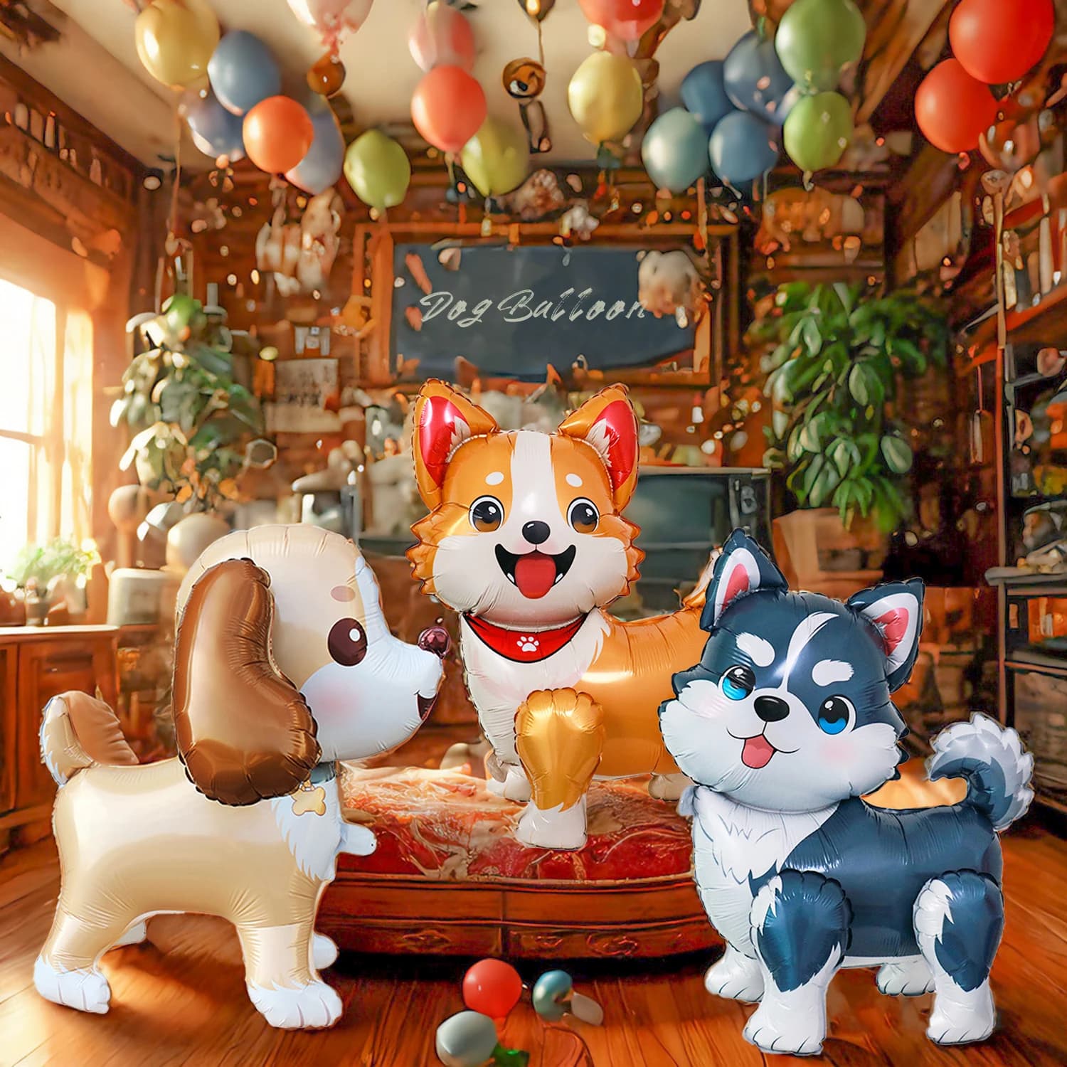 Palloncino in pellicola di alluminio per cani Husky corgi palloncino a forma di cartone animato per cani con orecchio grande Decorazione per doccia per bambini