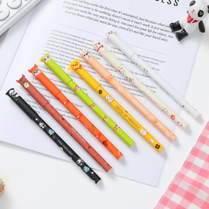 8 pezzi di penne gel cancellabili colorate Kawaii, carine penne a sfera neutre con ricarica da 0,5 mm, articoli di cancelleria per scuola e ufficio