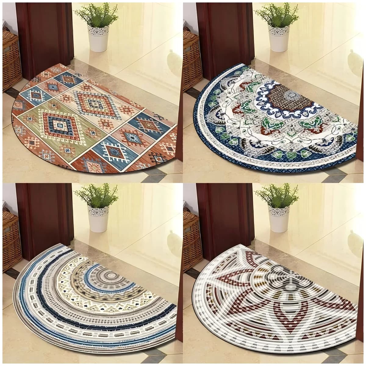 VIKAMA Mandala Semicircular Cover Yoga Room Healing Carpet Facecloth Office Entrance door Cover House Decoration