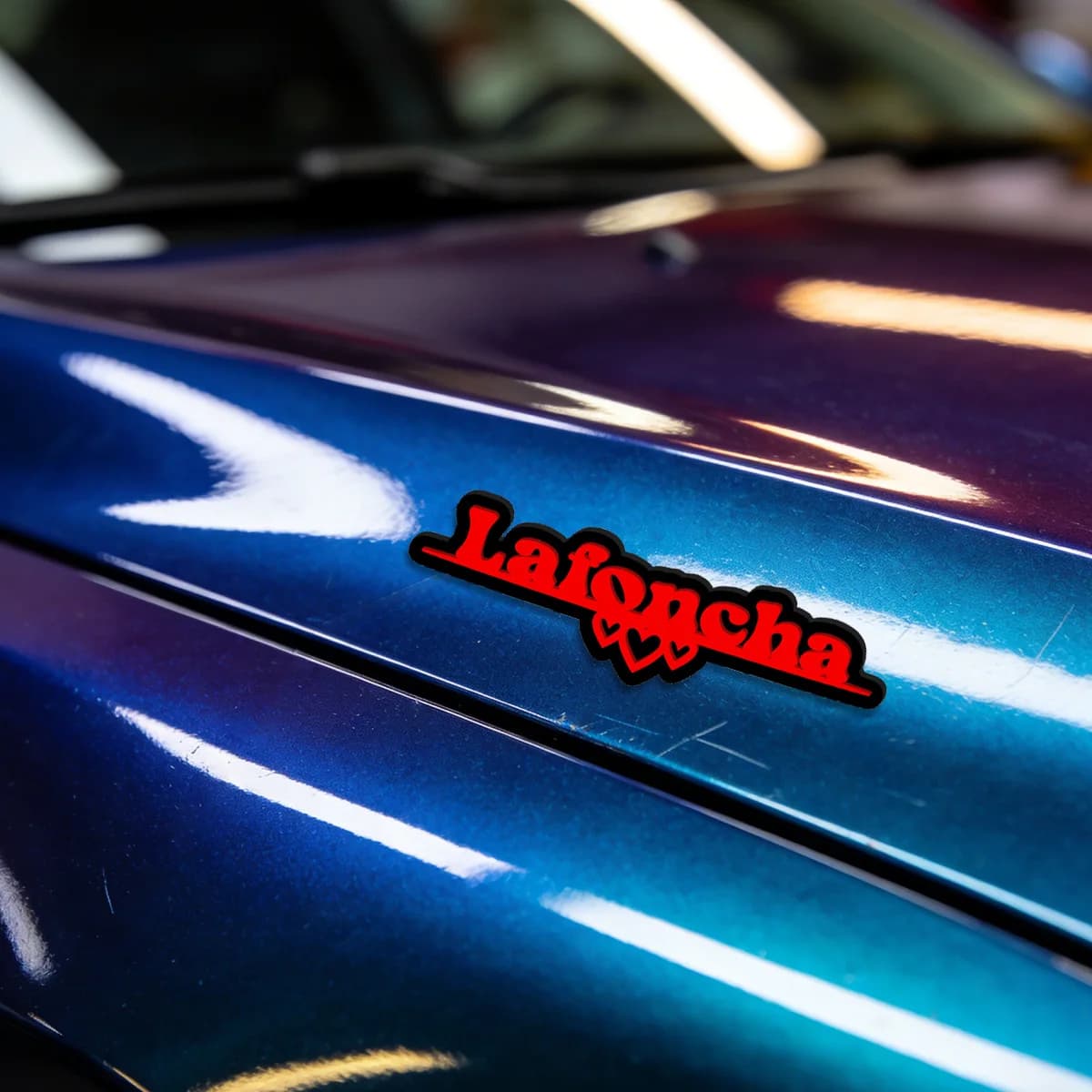 Emblema Auto Personalizzato in Acrilico Lafoncha, Adesivo 3D con Testo in Rilievo e Dettagli a Cuore, Impermeabile e Resistente alle Intemperie per Styling Auto