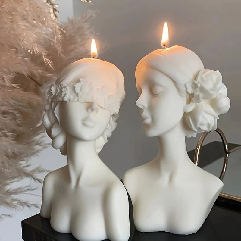 Stampo per candele profumate a forma di ragazza con benda sugli occhi per abito da sposa creativo letterario europeo