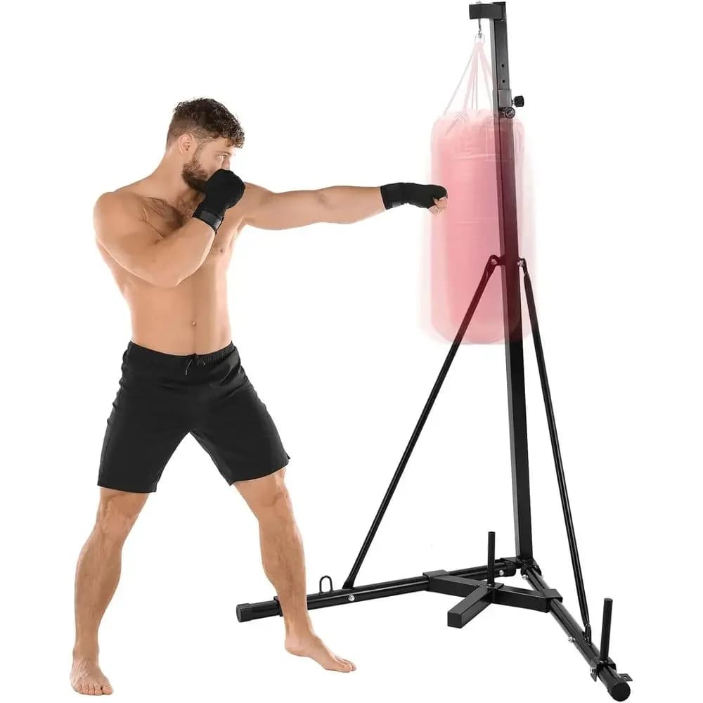 Sturdy Steel Punching Bag Stand - Adjustable Height, Supports Up to 150 lbs for Home Gym Training