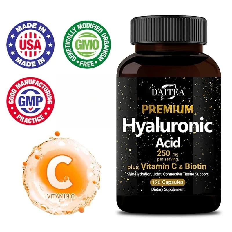 Hyaluronic acid supplement 250 Mg with biotin and vitamin C-3 in 1 - Skin hydration, joint lubrication, hair and eyes health