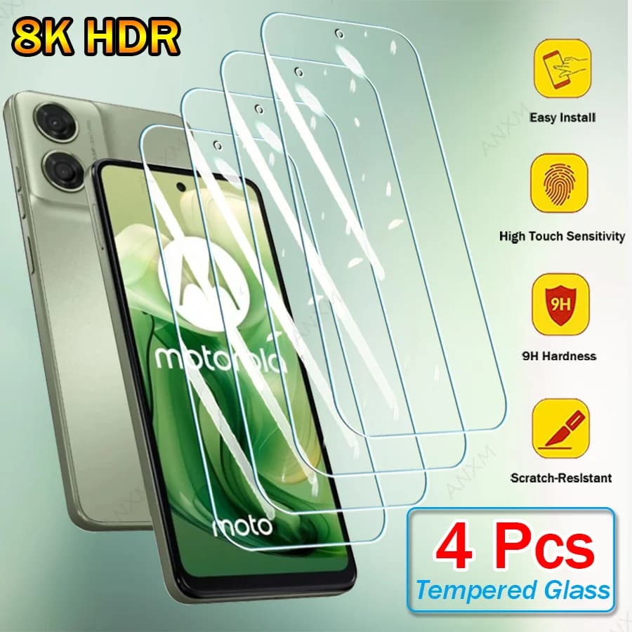 4 pezzi di vetro temperato per Motorola Moto G84 G14 G24 G54 G64 G23 G32 G73 G13 E14 E13 Edge 30 20 Pro protezione dello schermo di vetro