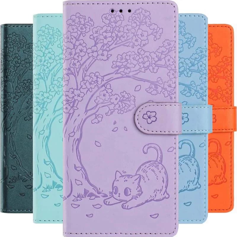Pop Lovely Cat Under Tree Case per Sony Xperia 5V 10 5 V 10V Porta carte di credito e contanti per telefono Fundas