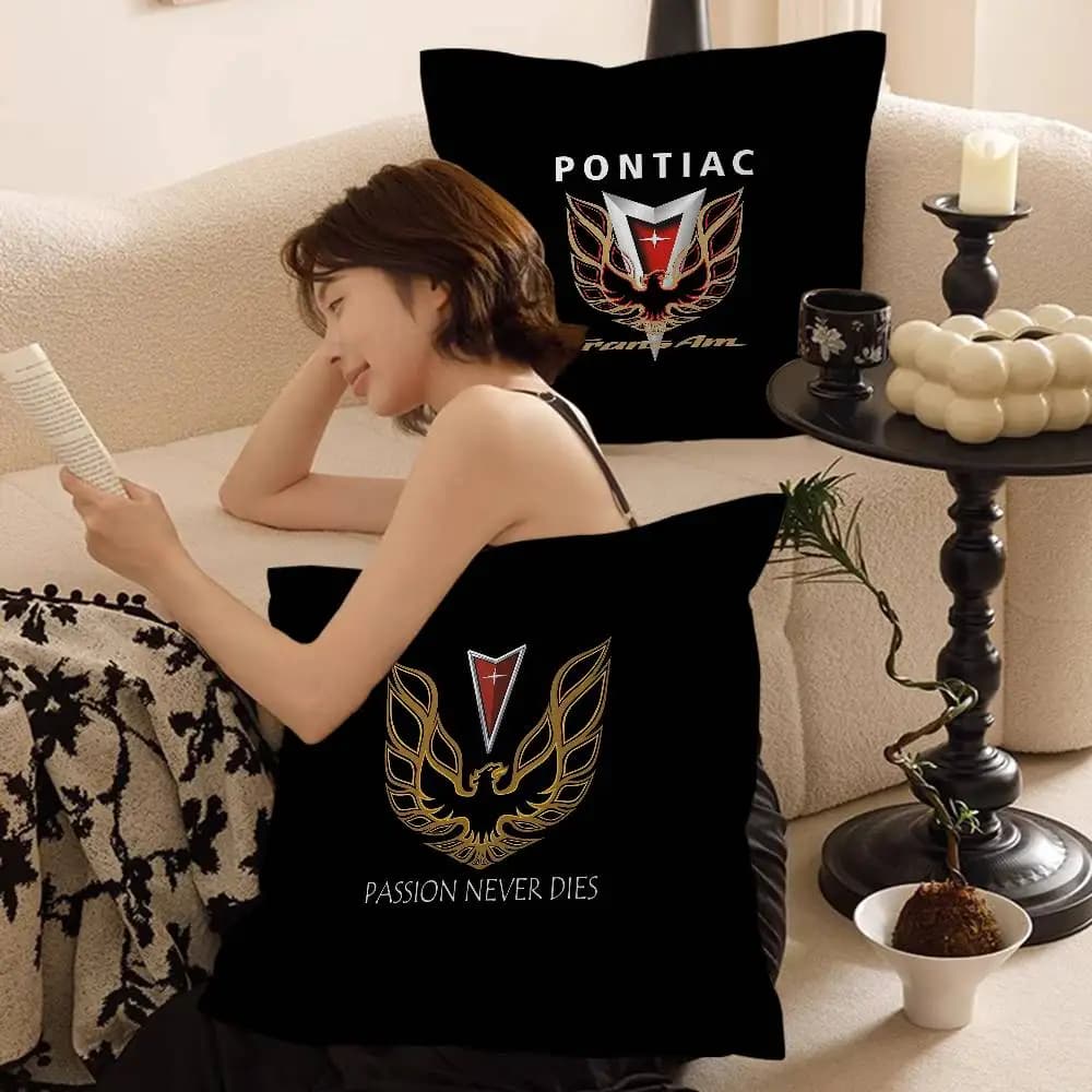 Fodere per cuscini Pontiac Firebird Trans, decorazioni per divano a tema cartone animato, stampa fronte-retro, in peluche corto, simpatiche fodere per cuscini