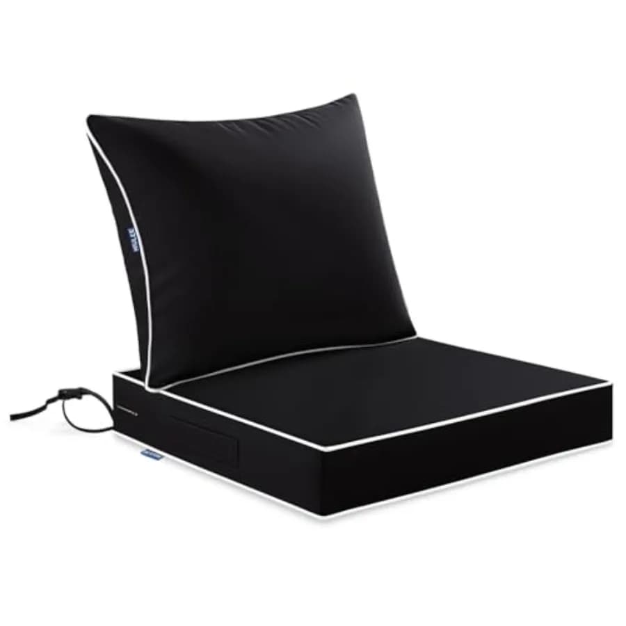 Outdoor Seat Cushion Waterproof and Year Fade Resistant Deep Seat and Back Cushion for Patio Furniture Chair Sofa Couch with Ha