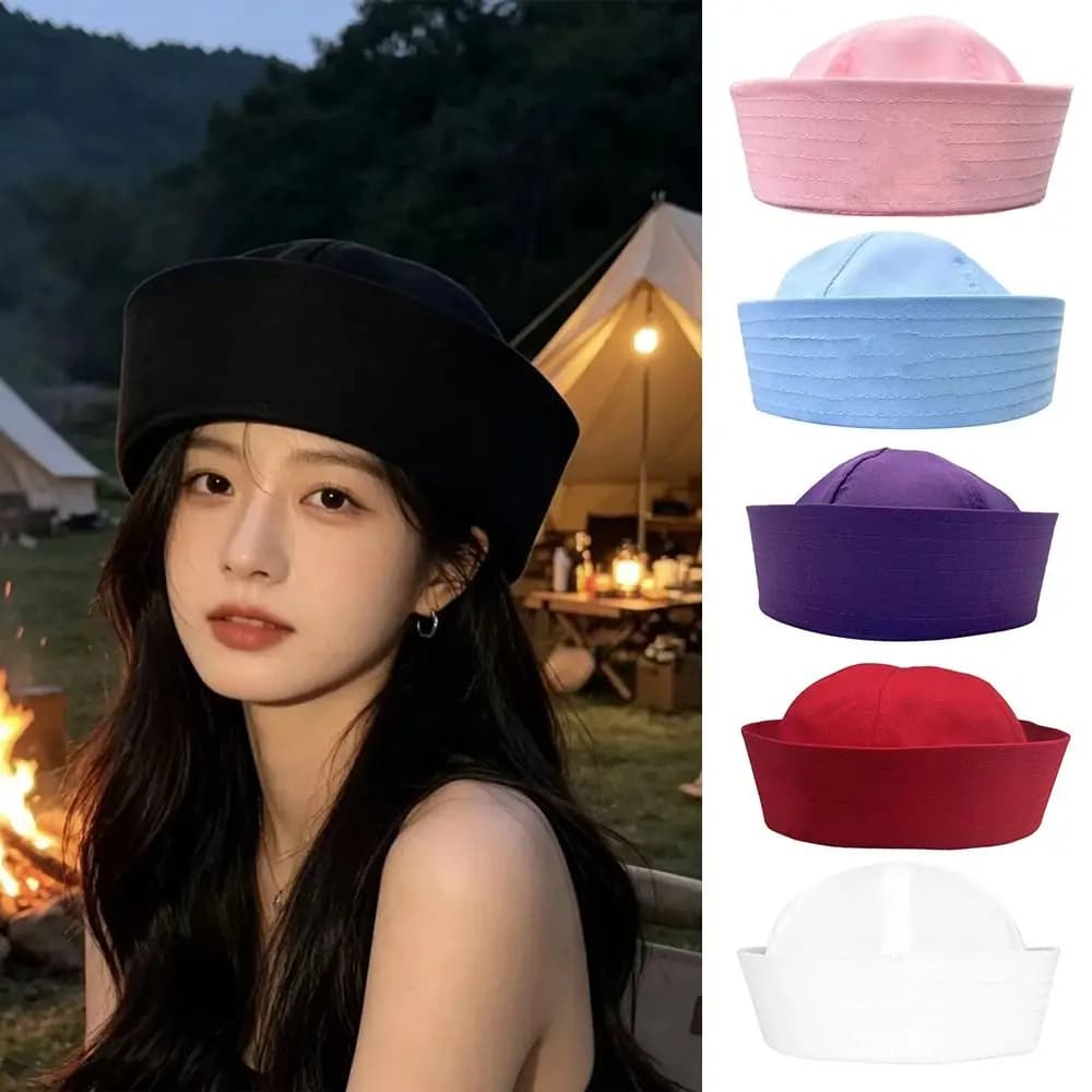 Nuovo Cappello da Marinaio in Cotone, Berretto Senza Visiera in Tinta Unita per Adulti