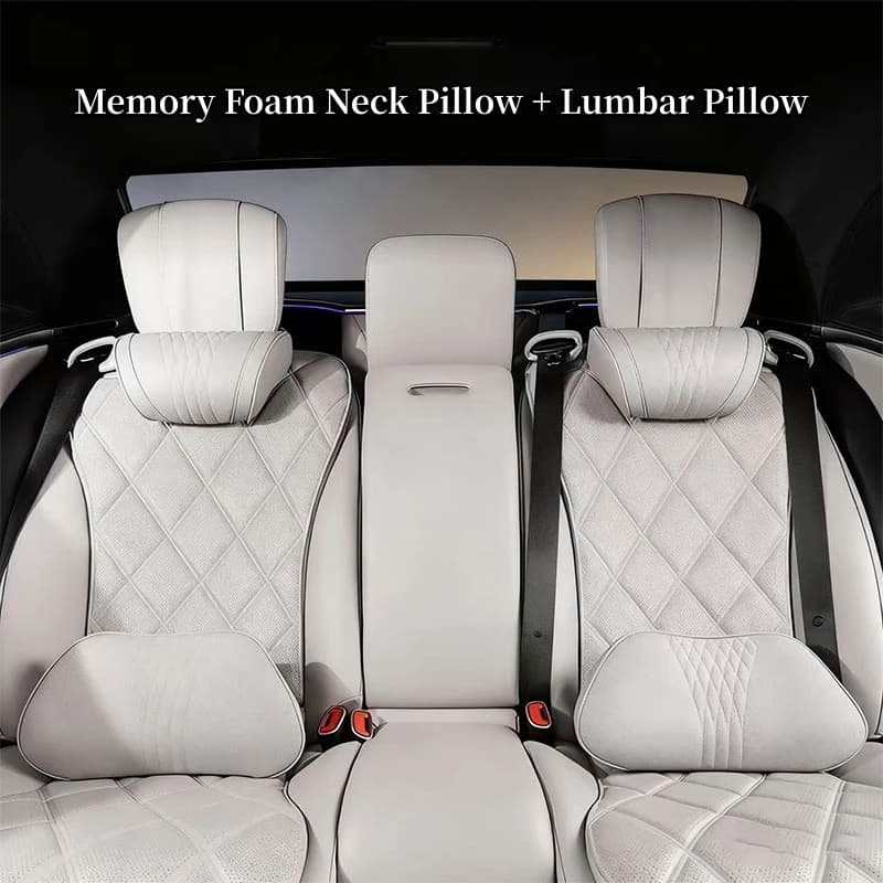 Cuscino poggiatesta per auto Cuscino lombare Cuscino per il collo traspirante in pelle Napa Schienale in memory foam Supporto lombare Accessori per seggiolino auto