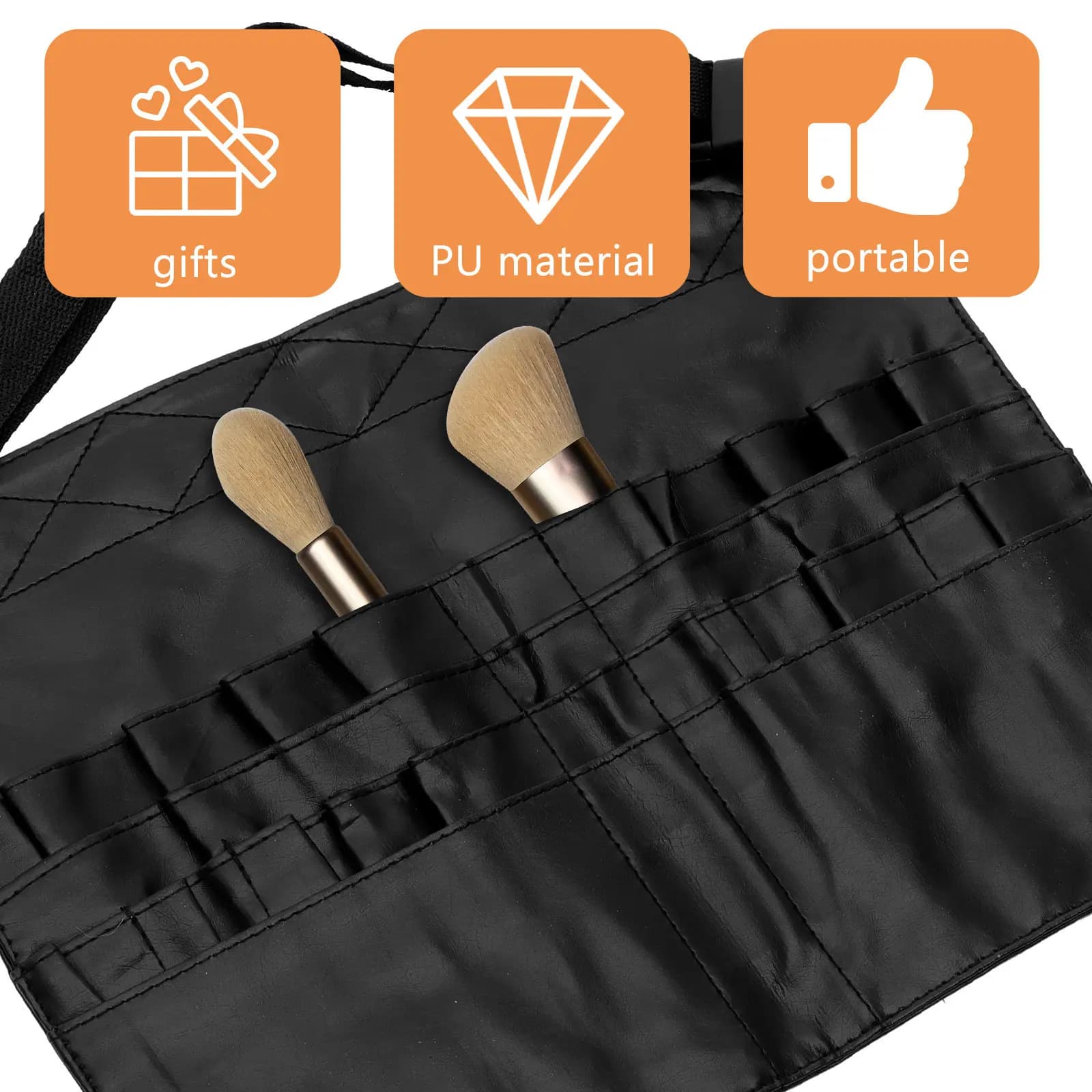 Professional Belt Bag for Makeup Brushes, Lipsticks and Palette Umbrellas - Portable Case for Cosmetics, Elegant and Fashion