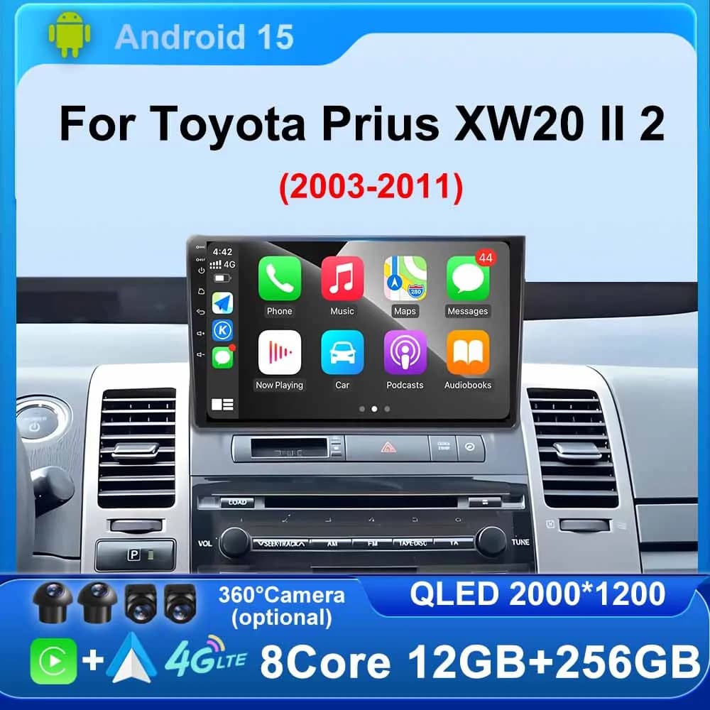 Android 15 for Toyota Prius XW20 II 2 2003 - 2011 Autoradio BT 4G Multimedia video player GPS navigation Android No 2din DVD