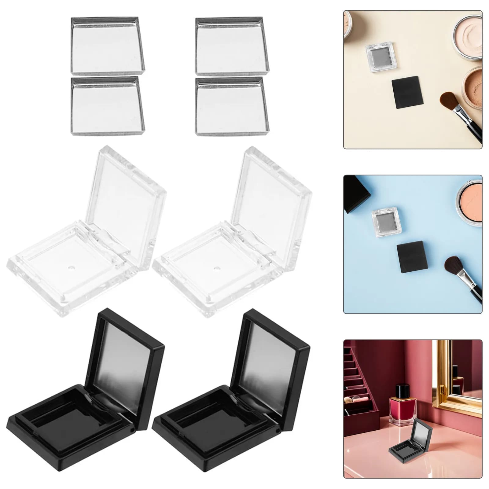 Set of Empty Containers for Umbrella, Collectable Organizer for Tricks, Compact Tray for Cosmetics, Rechargeable Container for Blush and Lipstick