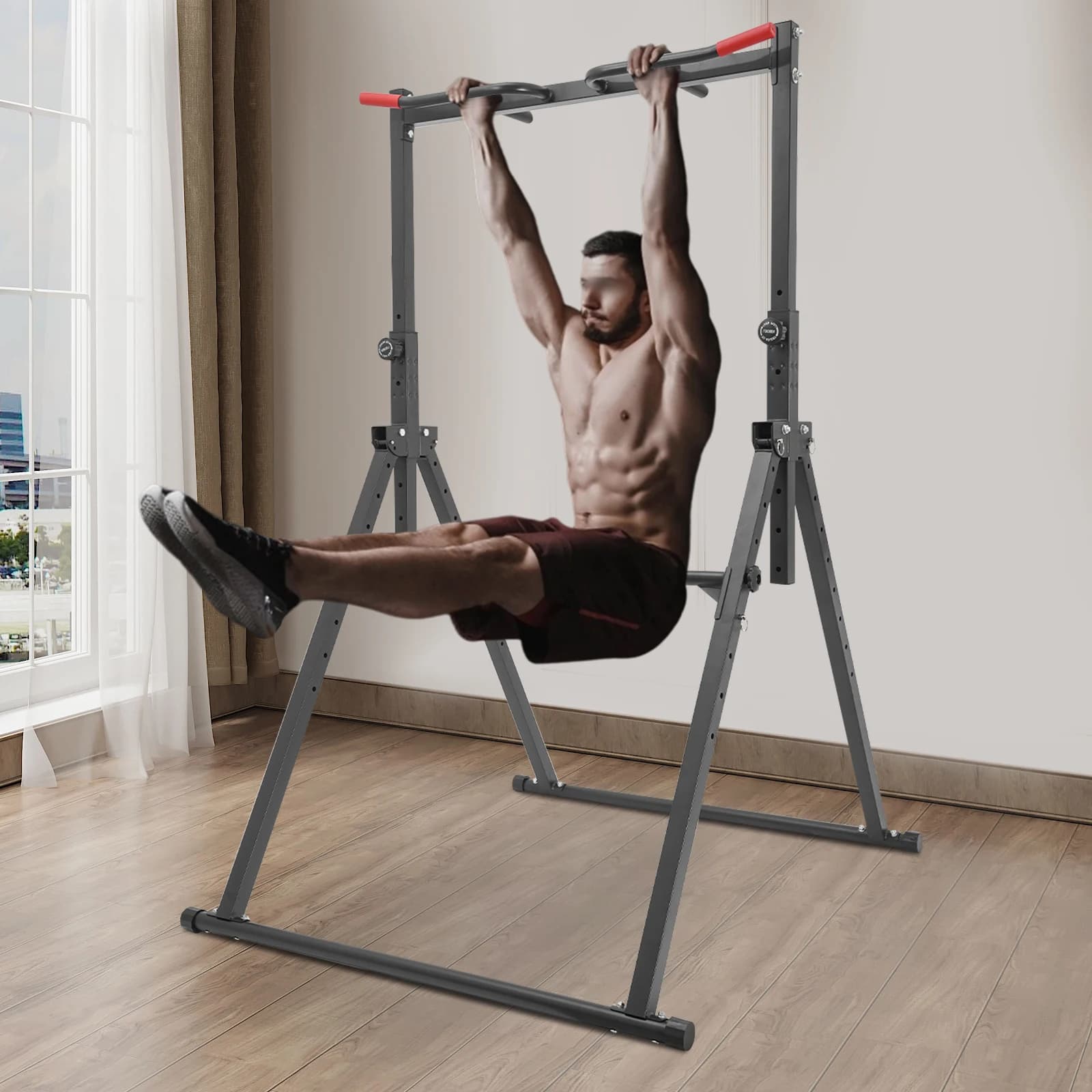 Triangular traction station with adjustable height home traction bar for home gym strength training equipment 200 kg