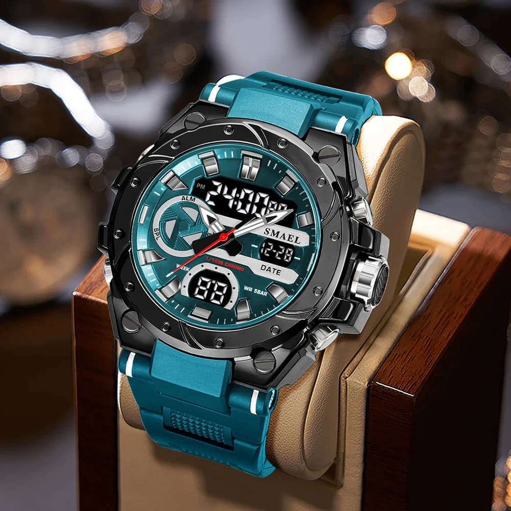 SMAEL Orologi sportivi di marca 50M Wateproof Dual Time Display Orologi LED 8029 Cronometri Allarme Orologi da polso da uomo multifunzionali