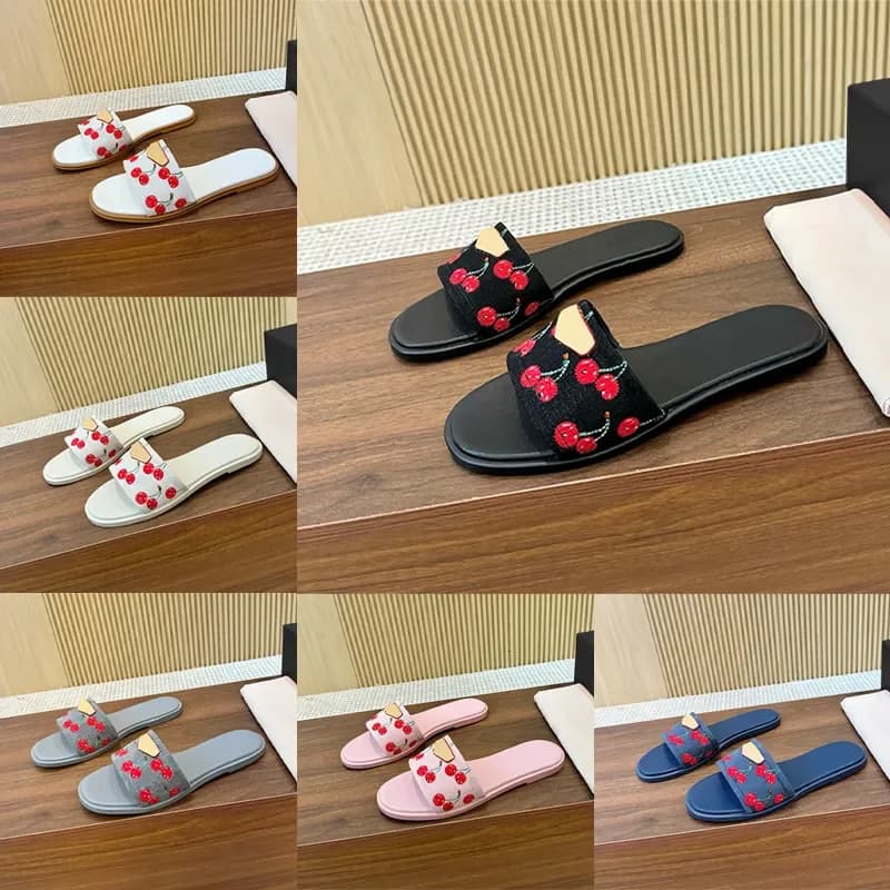 Ciabatte Designer Cherry, Mules Piatte Lily, Nuove Ciabatte Capri in Rafia, Scarpe in Pelle, Sandali Donna Estivi Slip-on Casual