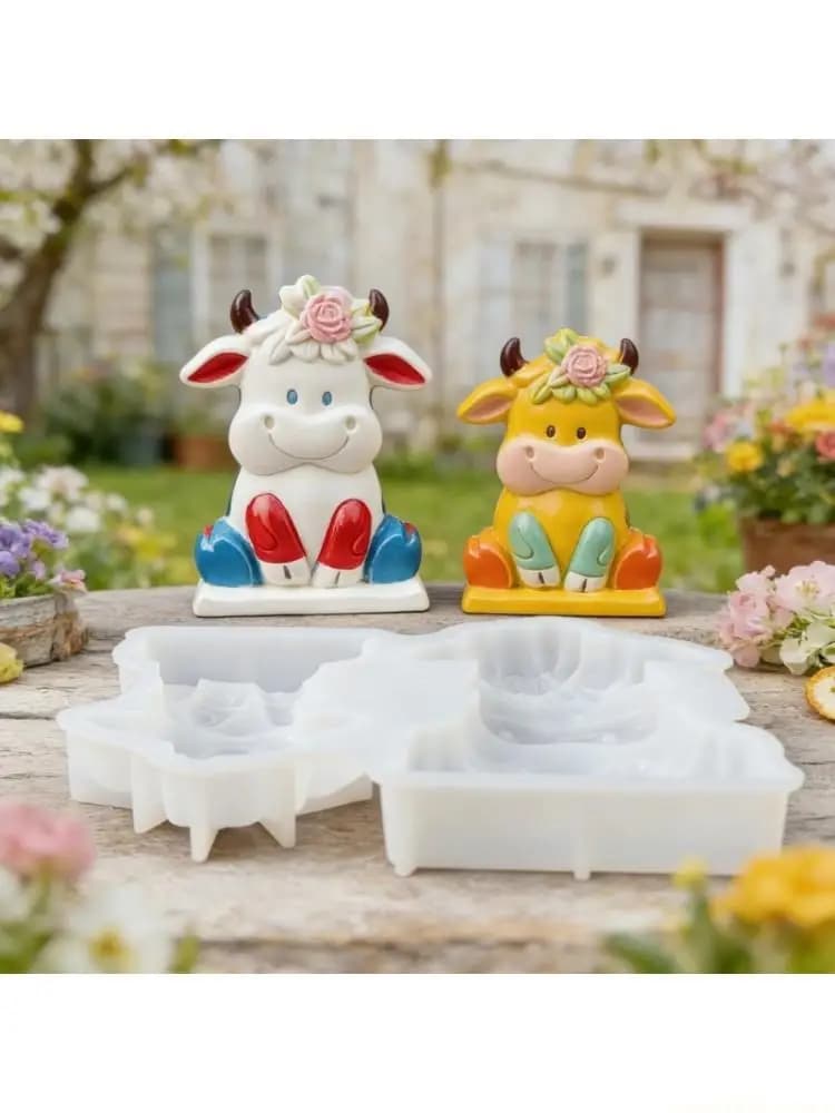 QX2E Stampi in Silicone a Forma Animale Mucca Stampo in Silicone per Animali Facile da Sformare per Sapone per Candele in