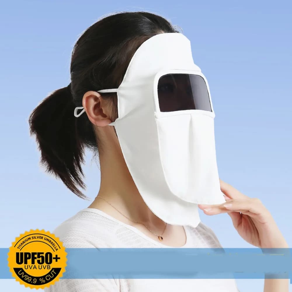 Maschera Sottile Protettiva Solare per il Viso in Seta Ghiaccio, Maschera Estiva Anti-UV a Tinta Unita, Maschera Gini per Esterni