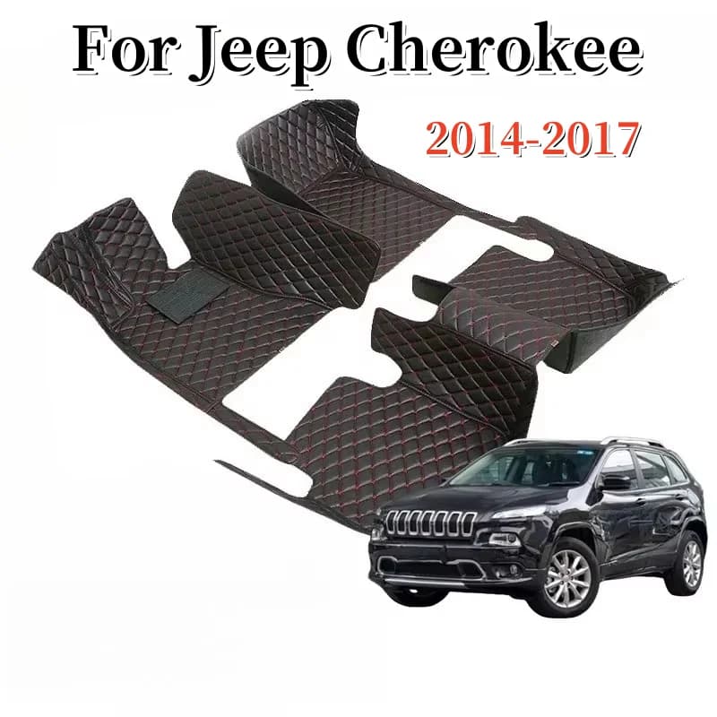 Tappetini per auto personalizzati in pelle artificiale per Jeep Cherokee 2014 2015 2016 2017 Tappeti per auto Piede Coche Accessori interni