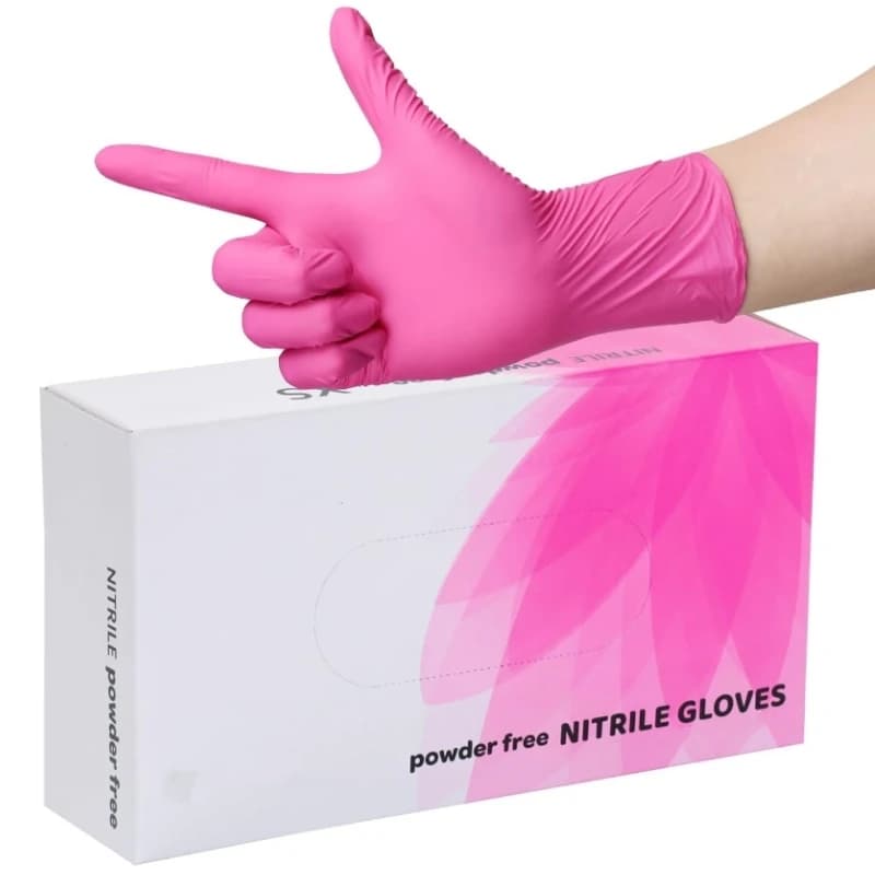 Guanti monouso in nitrile fucsia 3,5mil Guanti per la pulizia della casa senza lattice e polvere per le donne Cucina Cucina Giardinaggio Casa