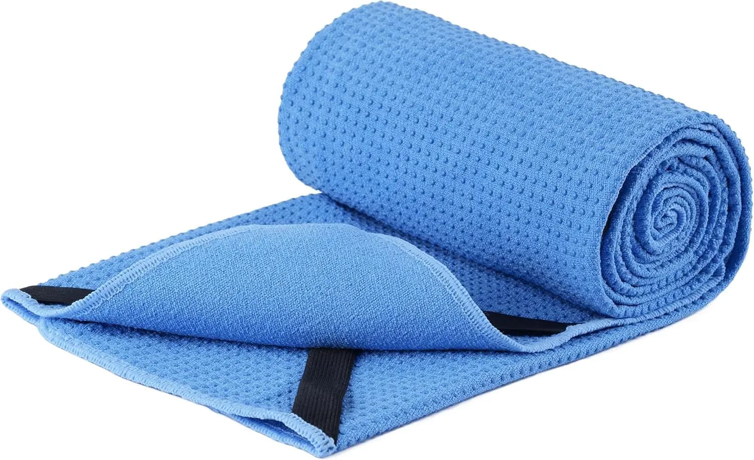 Tappetino per yoga antiscivolo, 24x72 pollici, impugnatura in silicone, cinghie elastiche, blu