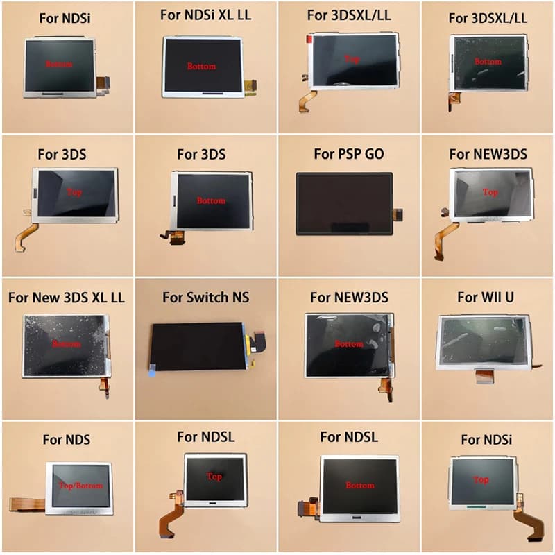 1PC Console di Gioco Parte di Ricambio Top Inferiore Superiore Inferiore Display LCD Per NDS NDSL NDSi Nuovo 3DS LL XL PSP GO Switch WII U