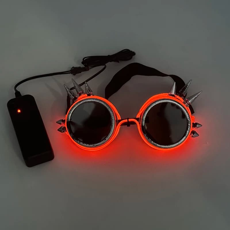 LED Steampunk Glasses Bar Fluorescent Party Halloween Christmas Holiday Rave Neon Music Glow Steampunk Sunglasses Y2k Decor